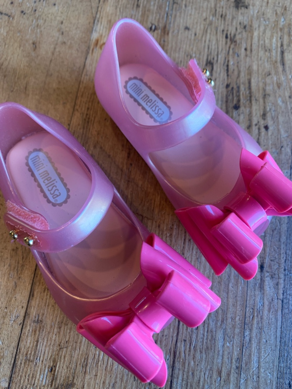Mini Melissa Pink Jelly Mary Jane Shoes with Layered Bow - Picture 2 of 16